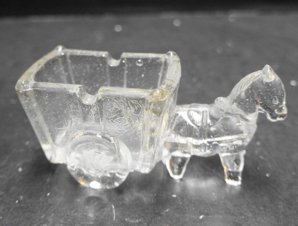 Jeannette Glass Clear Pressed Horse Donkey Cart Small Candy Dish