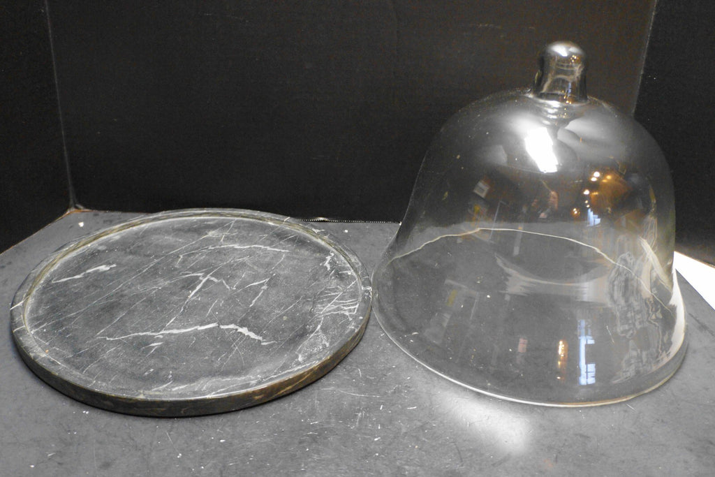 Clear Glass Bell Dome Cover Cloche Black Round Base Pastry Cheese Huge
