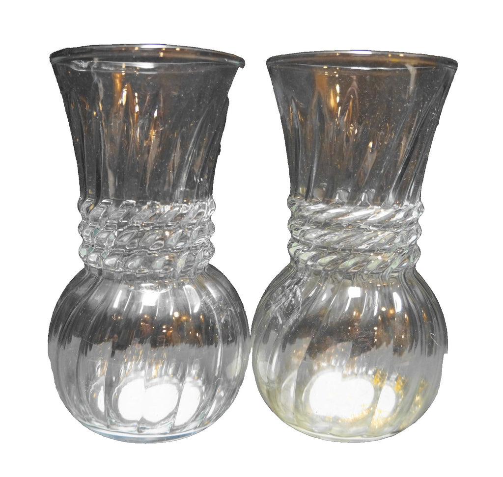 Indiana Glass Illusions Clear Spiral Optic Small Vases Pair