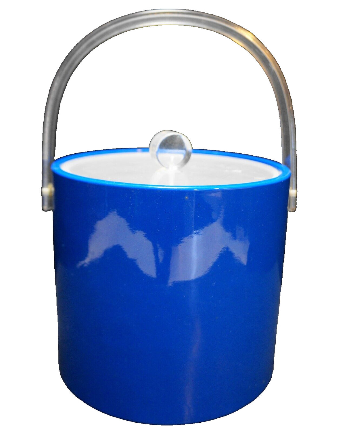 Towle Shelton Ware Blue Vinyl Ice Bucket Clear Lid