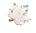Rhodium Plated Silver Tone Clear Rhinestone Maple Leaf Pin Brooch Small