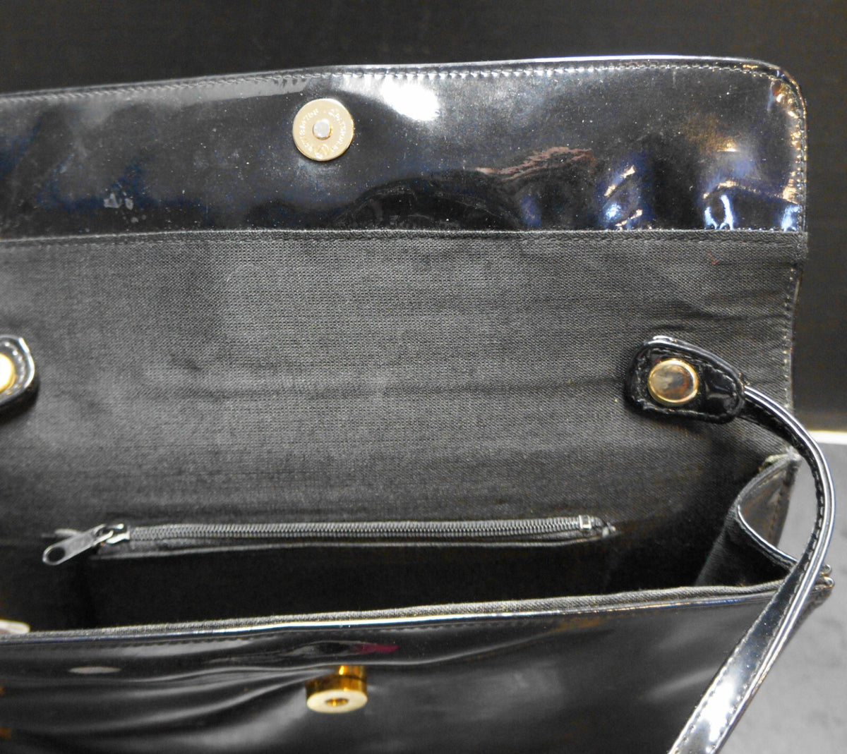 Capezio Black Patent Envelope Convertible Clutch Purse Vintage