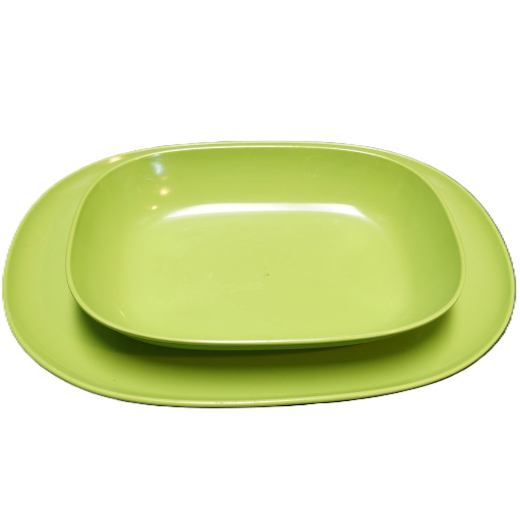 Texas Ware Thin Lime Green Rectangle Oval Bowl Platter