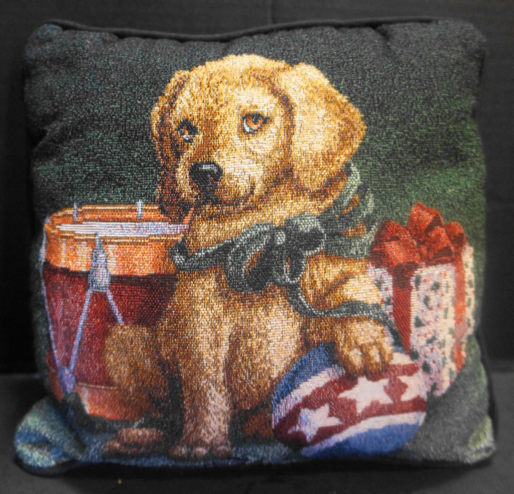 Christmas Pillow Tapestry Dog Presents