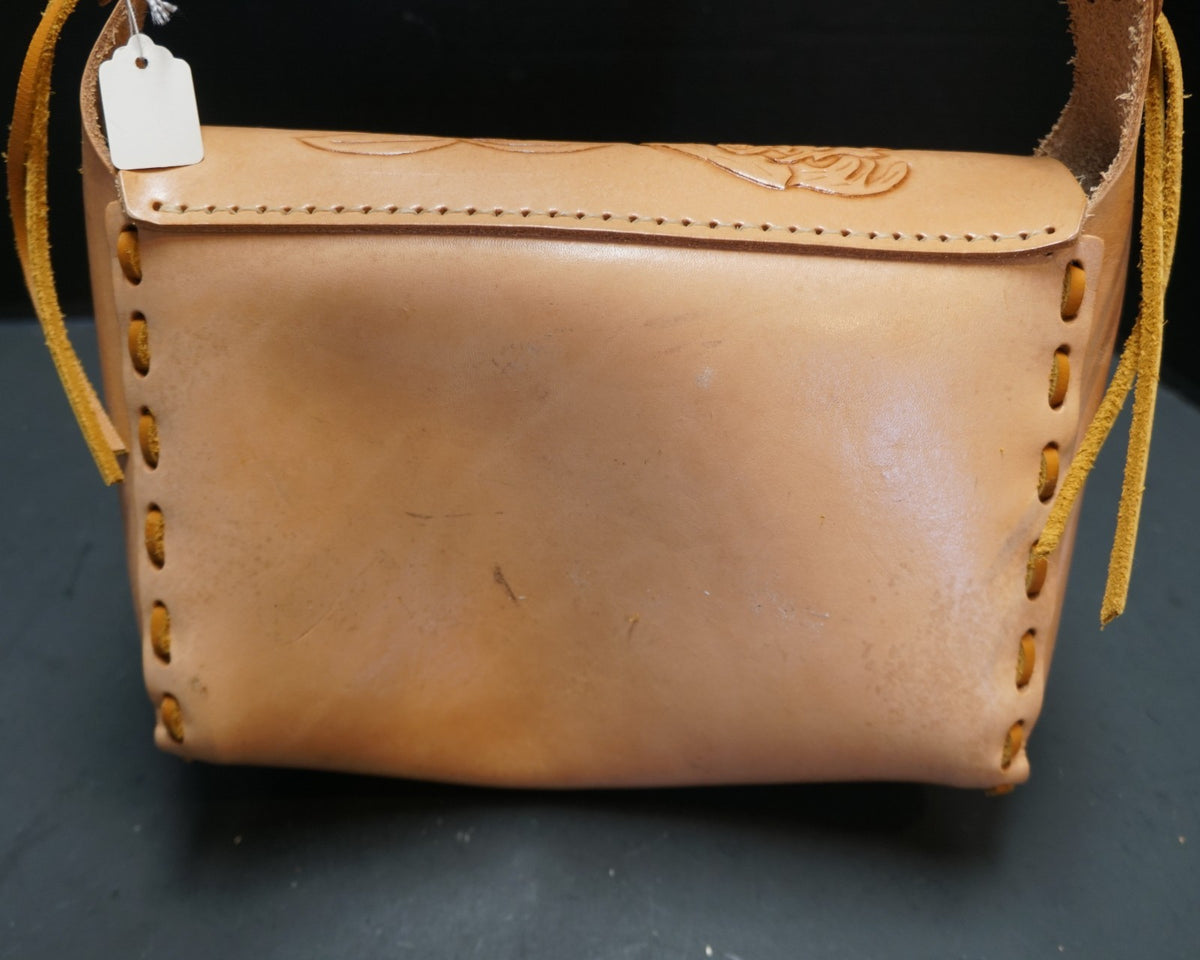 Hand Tooled Leather Light Brown Purse Monkey Palm Tree With Wallet