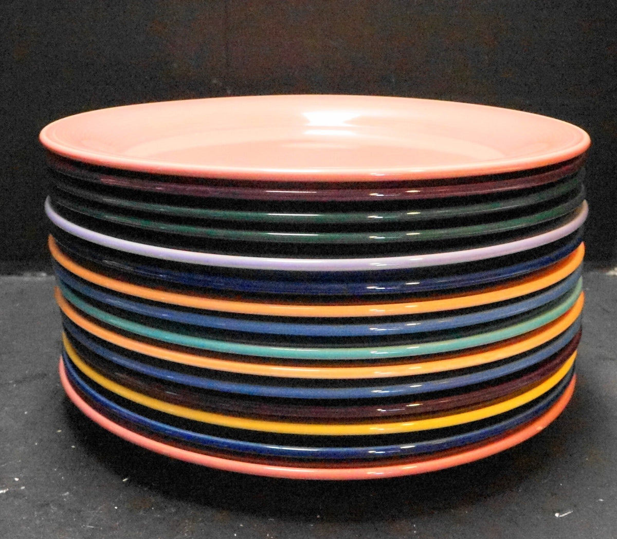 Nancy Calhoun Dark Rose Pink Solid Color Dinner Plates Pair