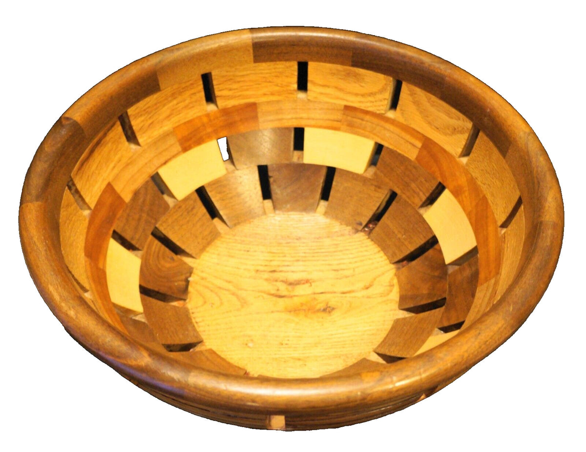 Wood Block Stacked Bowl Artist Signed MMZ