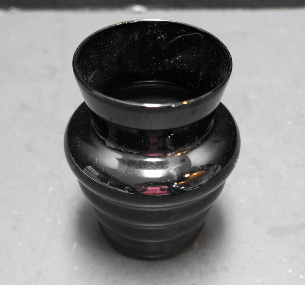 Finn Crystal Arabia Marlene Black Glass Small Vase 1980s