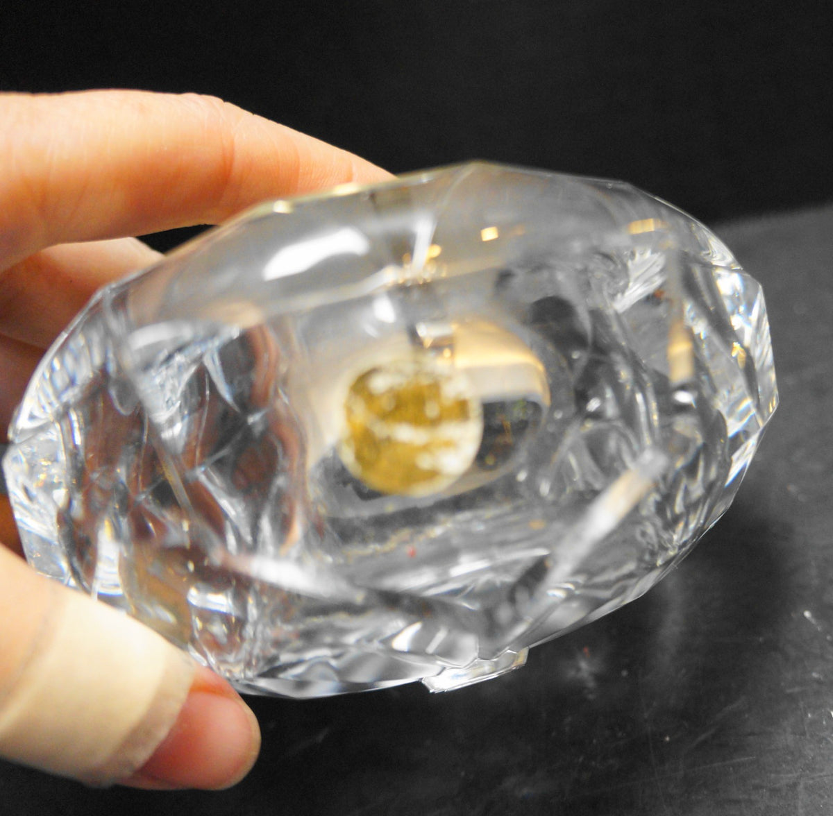 Crystal d'Arques Lead Crystal Faceted Round Desk Clock Staiger Germany