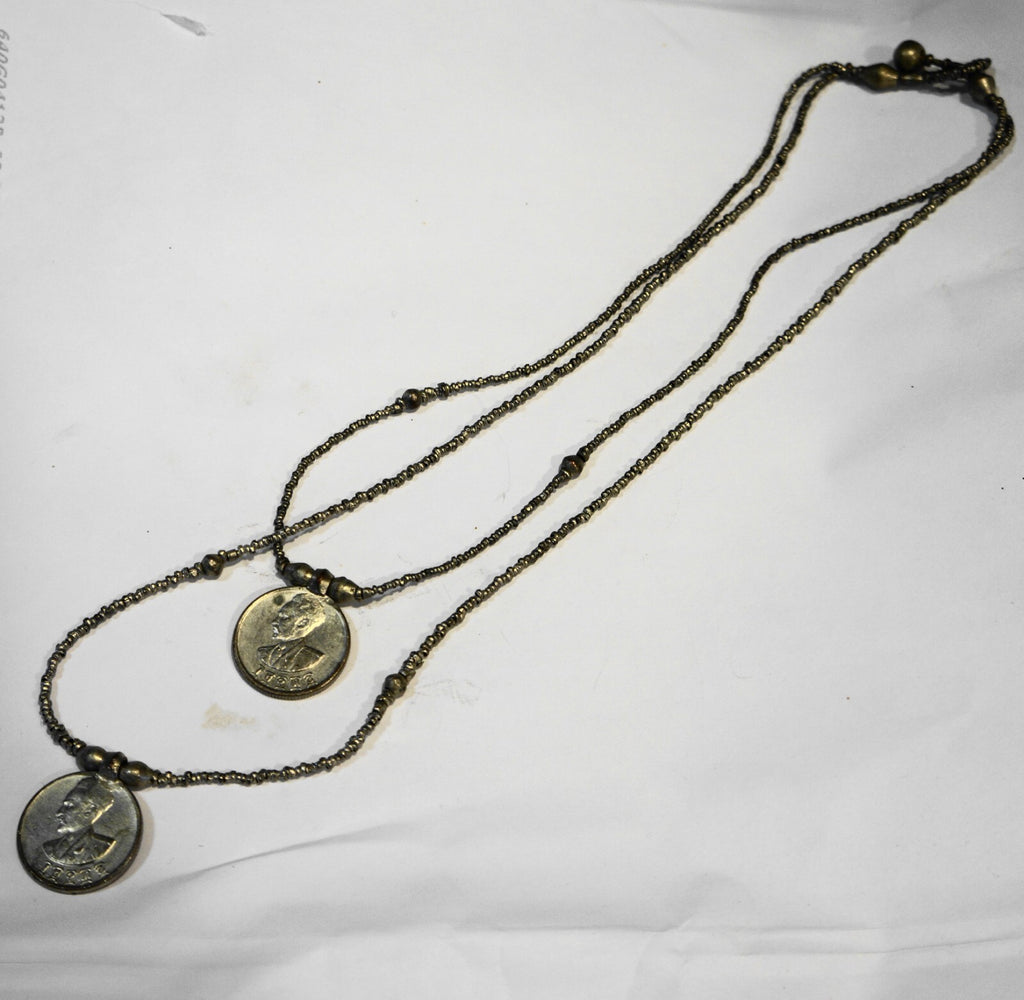 Haile Selassie Lion of Judah Ethiopian Coins Necklace Vintage