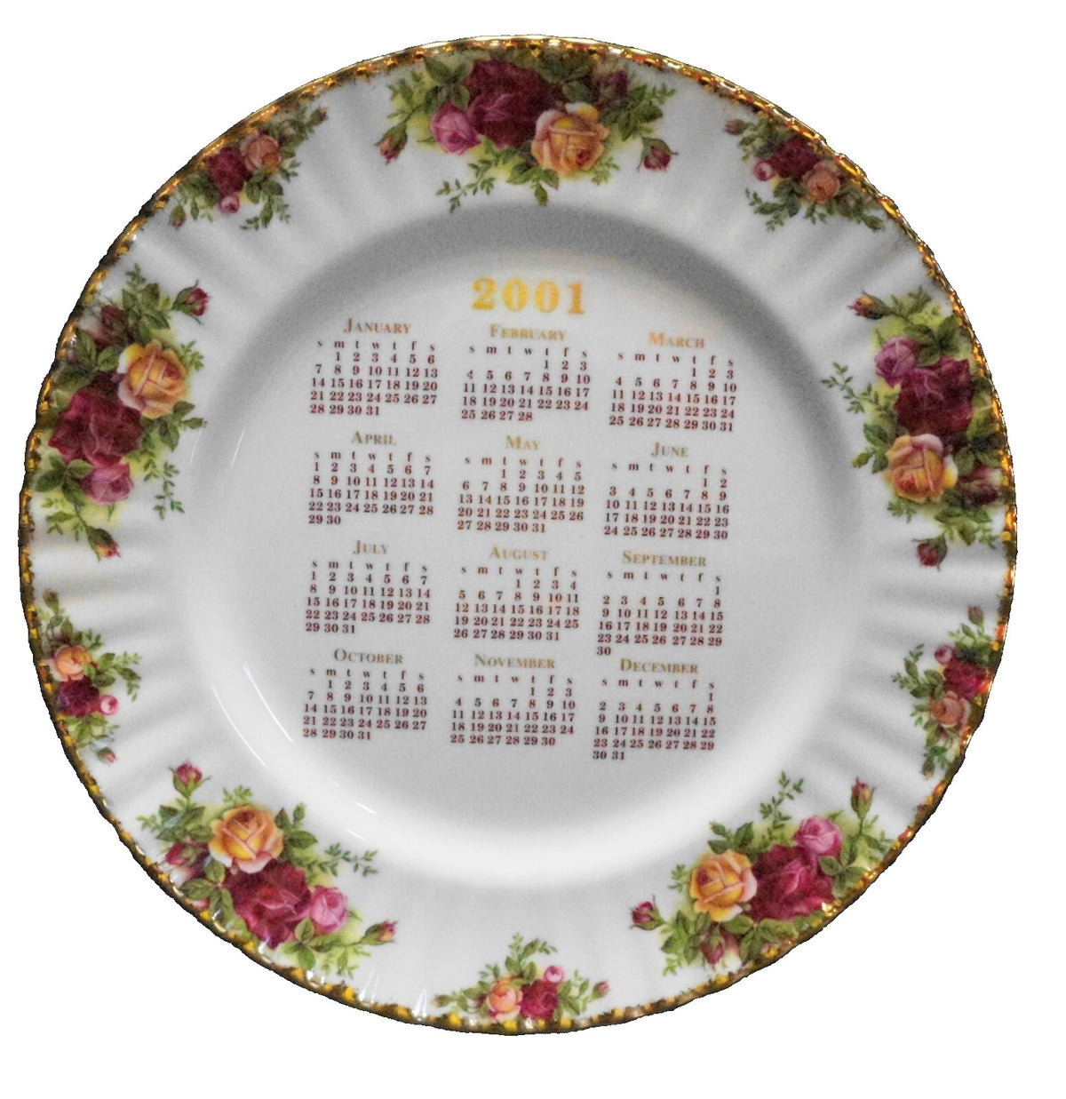 Royal Albert Old Country Roses 2001 Calendar Plate Signed Michael Doulton