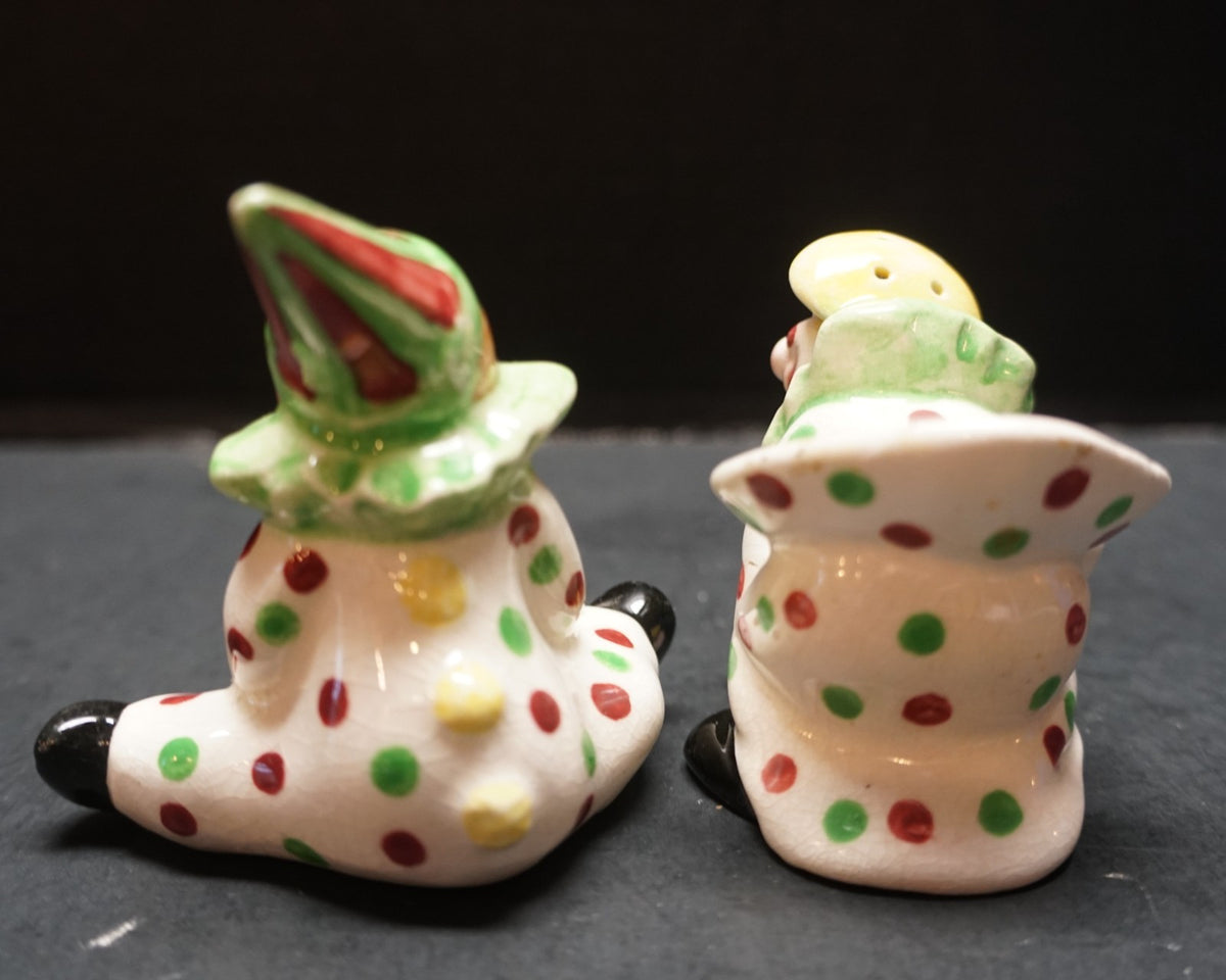 Clown Tumbling Circus Act Hand Painted Salt Pepper Shakers Japan