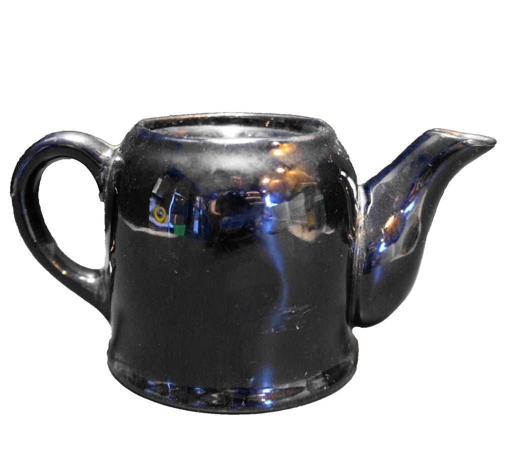 Black Glazed Redware Individual 1 Cup Teapot