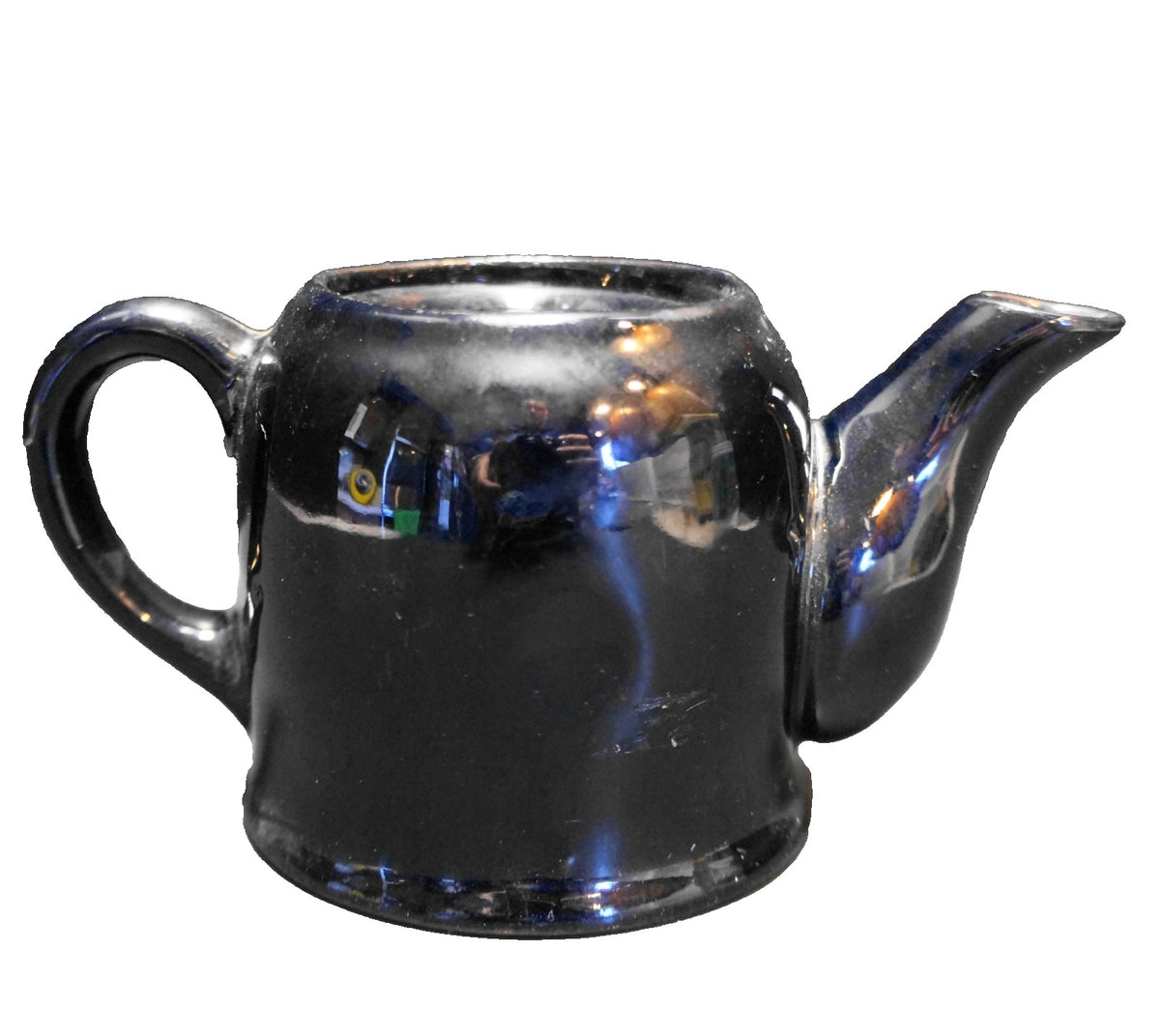 Black Glazed Redware Individual 1 Cup Teapot