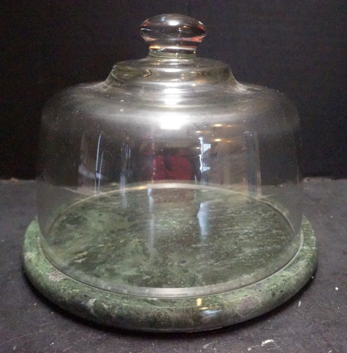 Dutch Garden Dark Green Marble Clear Glass Dome Cheese Board