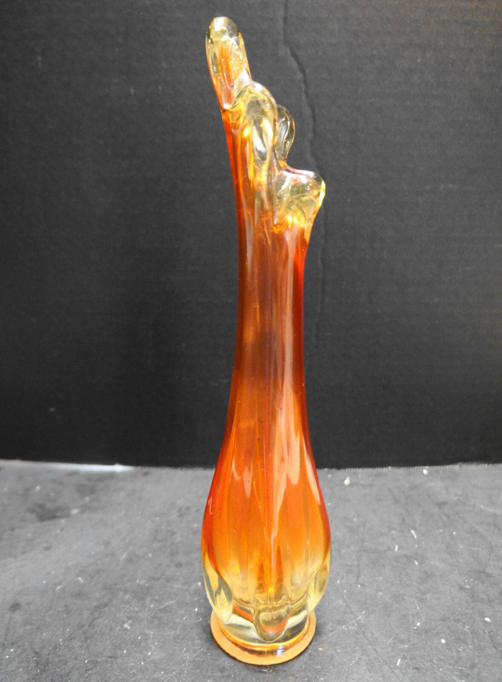 Orange Ombre Amberina Swung MCM Vase 12 IN Ground Foot