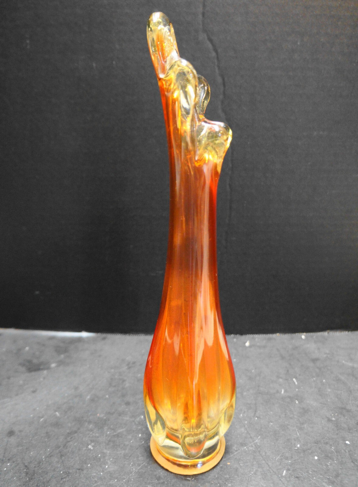 Orange Ombre Amberina Swung MCM Vase 12 IN Ground Foot