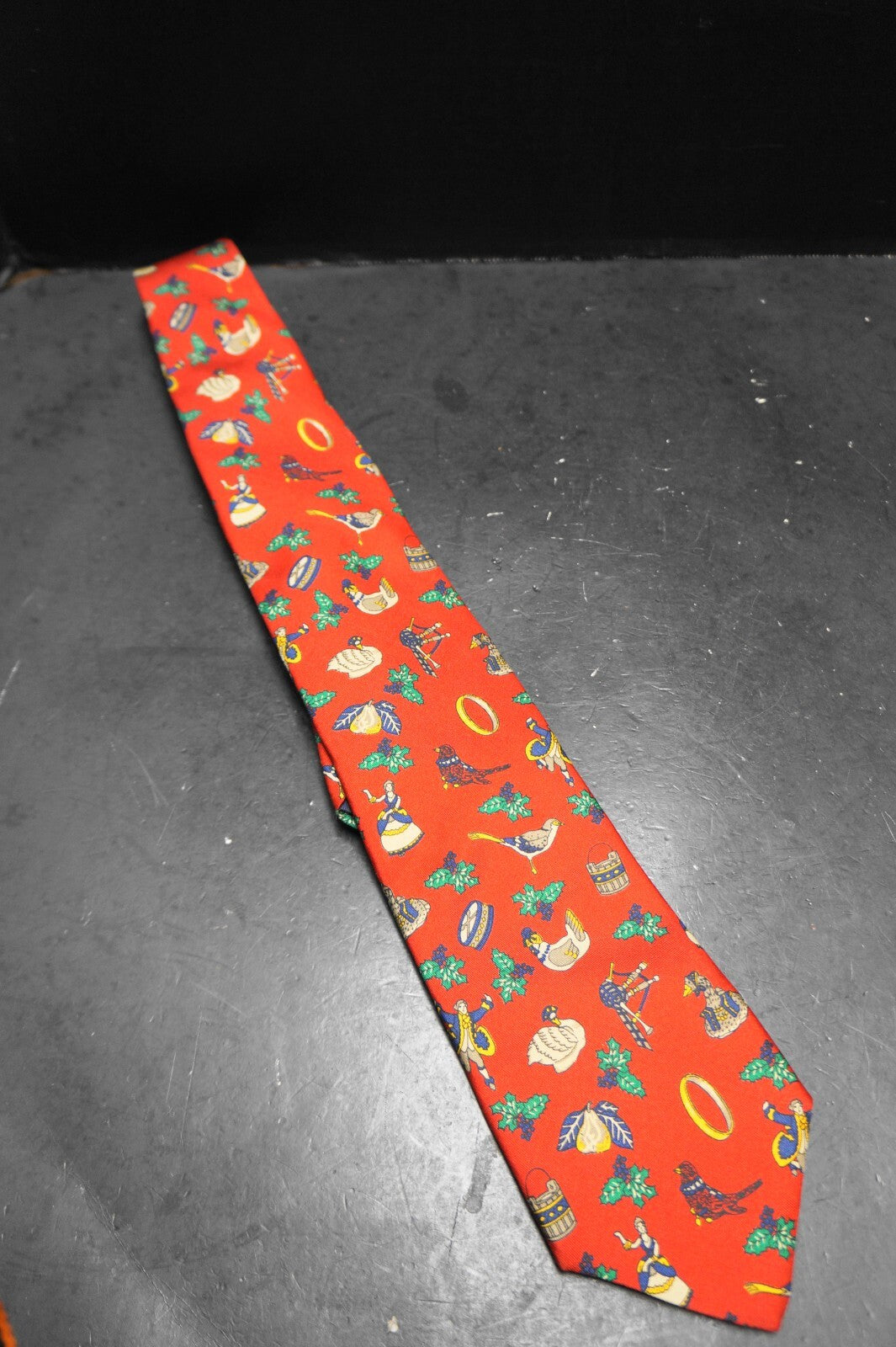 Land's End Direct Merchants Silk Christmas Tree Red Green Tie