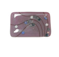 Pink Mauve Lavender Abstract Fused Glass Rectangle Pin