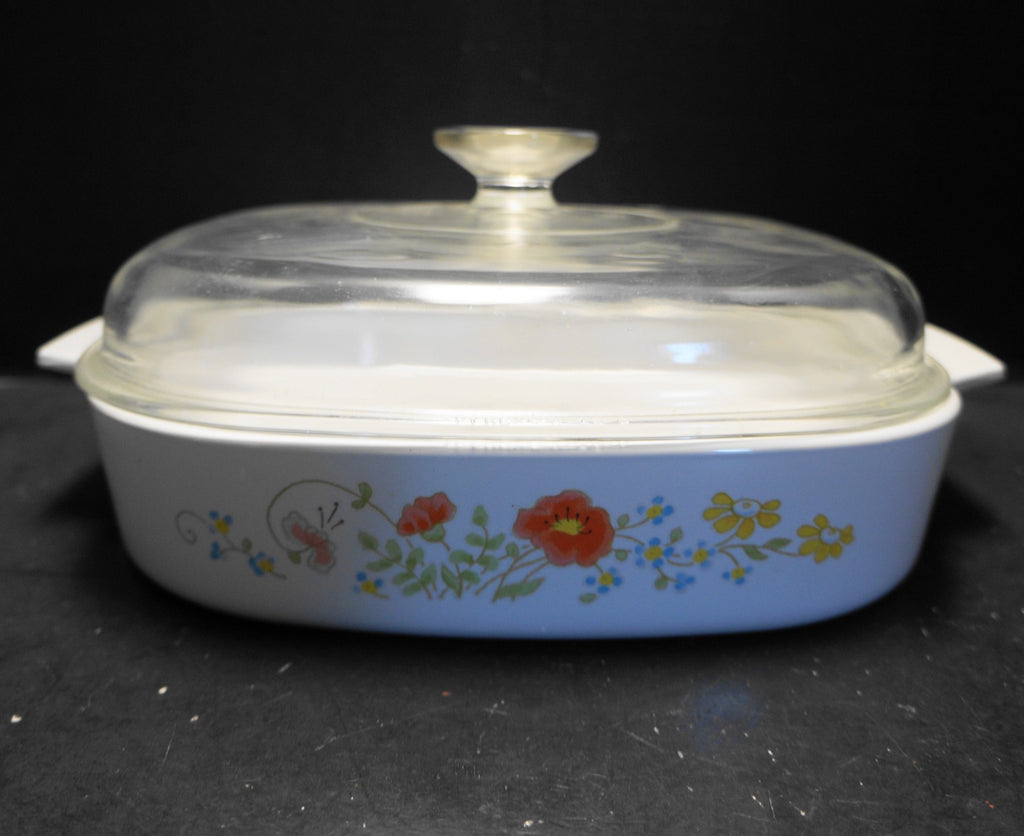 Corning Ware Wildflower A-10-B Square 2.5 QT Square Casserole With Domed Lid