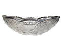 Cut Crystal Oval Gondola Relish Bowl Crosshatch Button Curves Frosted
