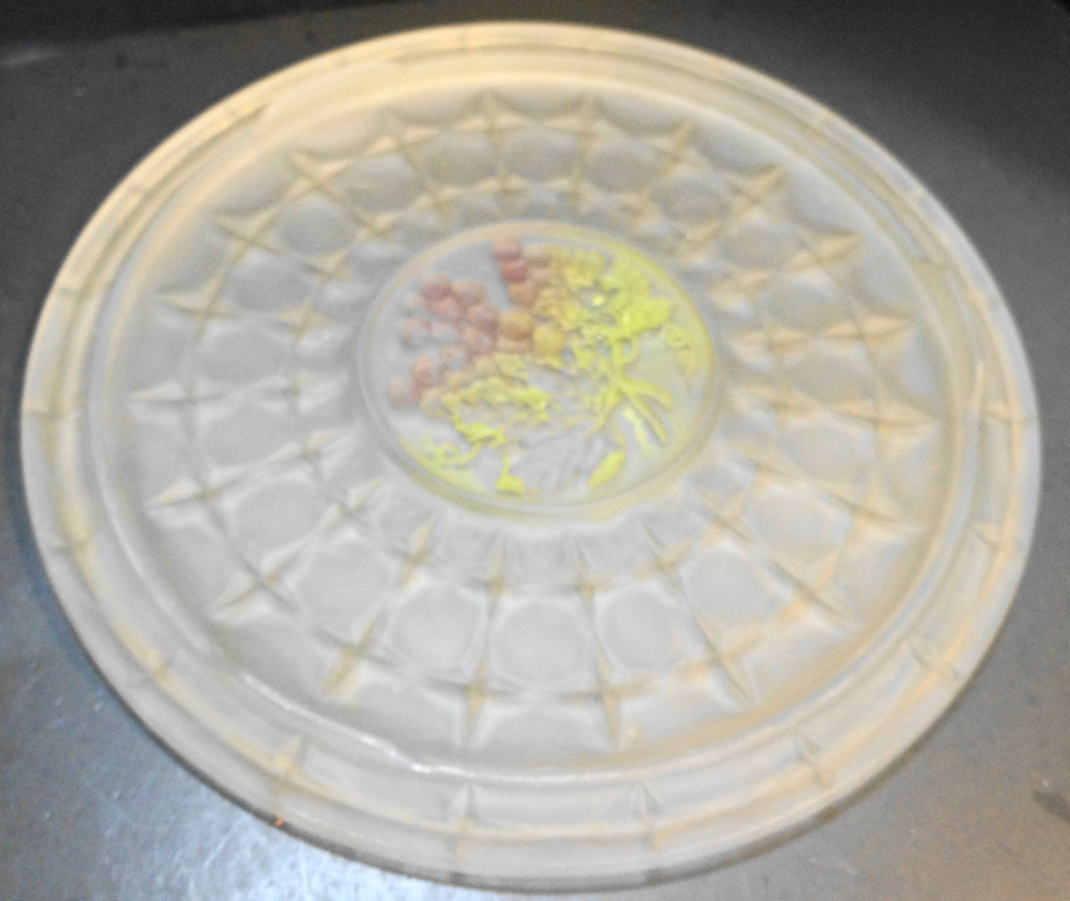 Indiana Glass Constellation Frosted Grape Intaglio Footed Cake Plate