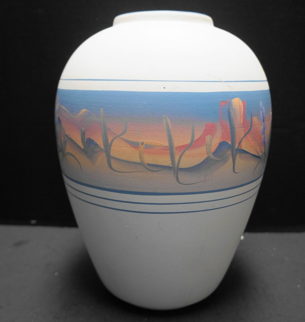 New West Pottery Southwestern Native American Hand Painted Desert Vase 9 1/2 IN