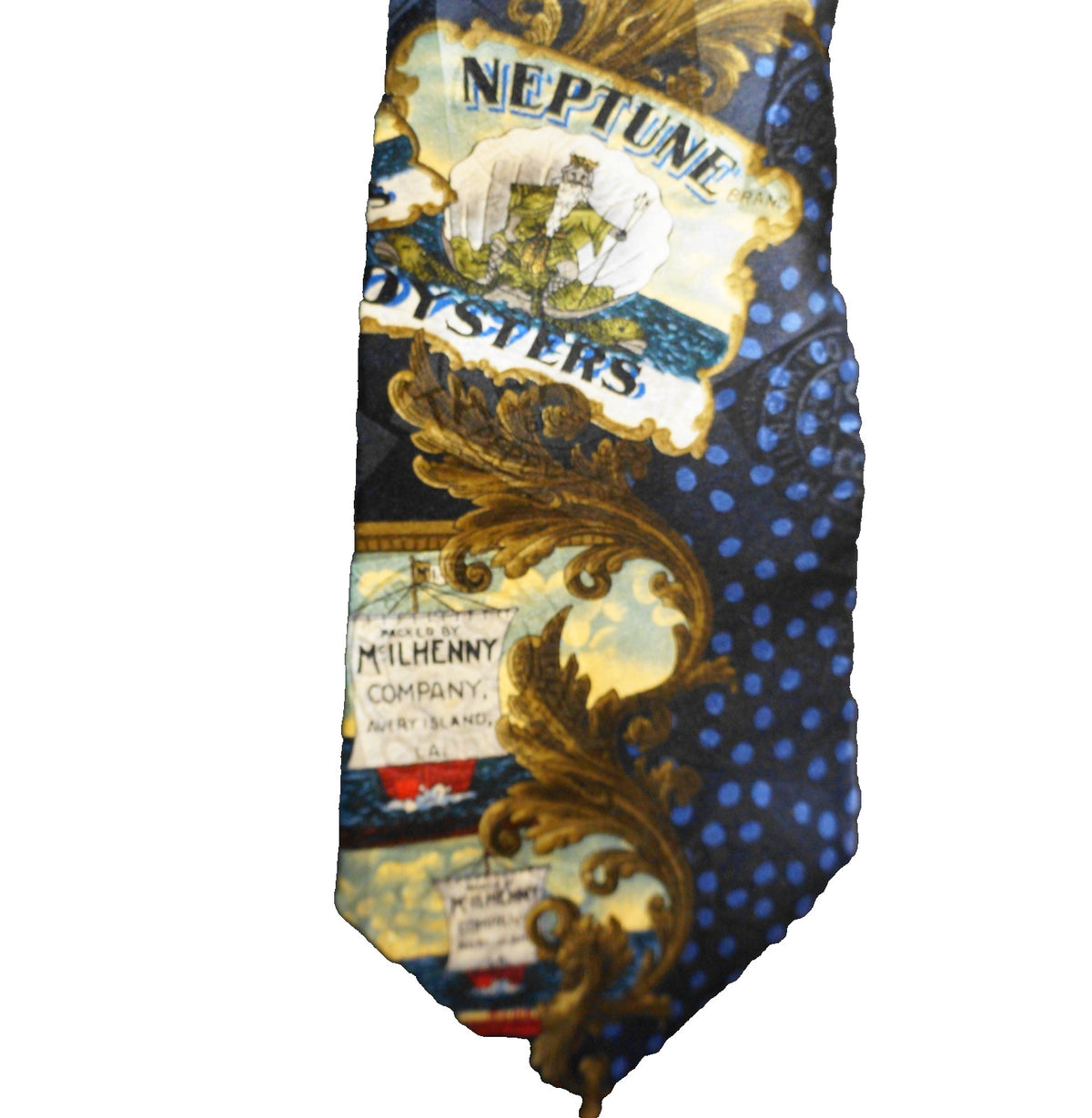 Tabasco Hot Sauce Neptune Oysters Novelty Silk Tie Vintage