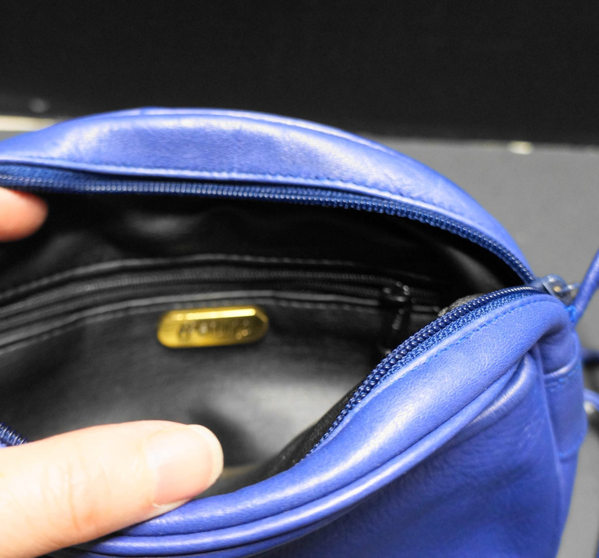 Perlina Royal Blue Leather Small Shoulder Bag Purse