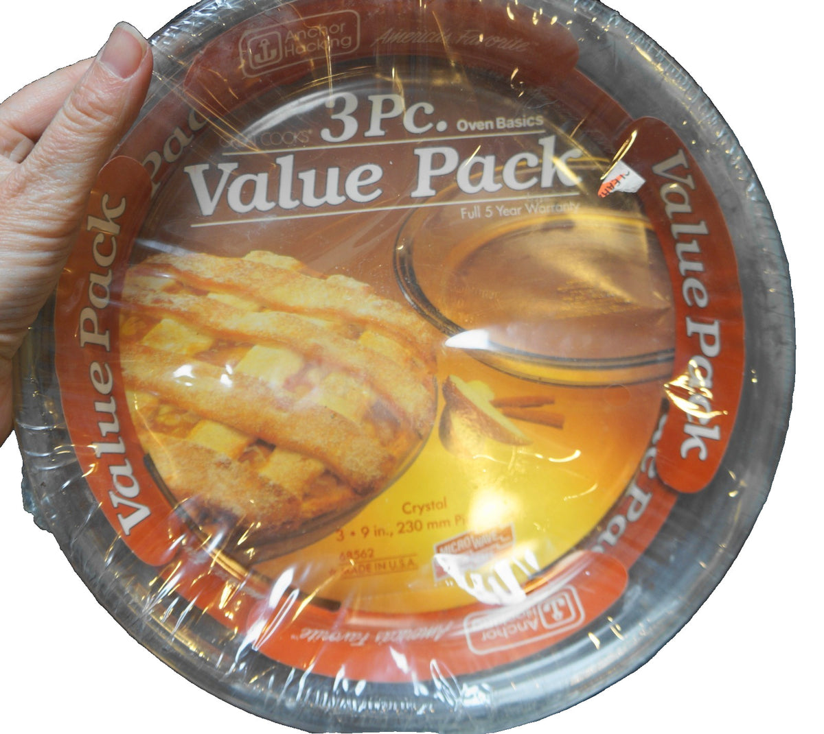 Anchor Hocking Oven Basics Clear Glass 3 Piece Value Pack Pie Plates 9 IN