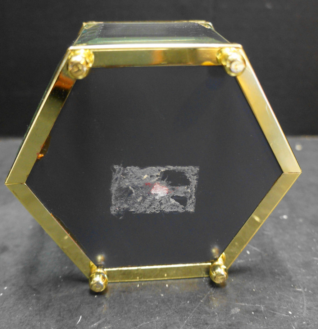 Beveled Glass Cut Flowers Lid Hexagon Jewelry Trinket Box