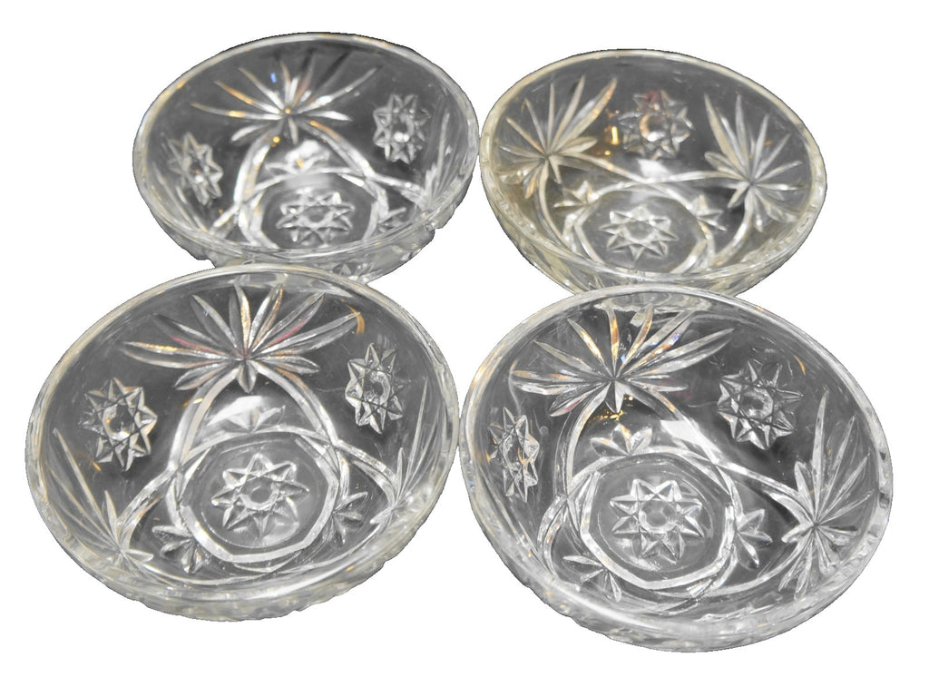 Anchor Hocking Early American Prescut Star Fruit Dessert Bowls Set of 4 Smooth R