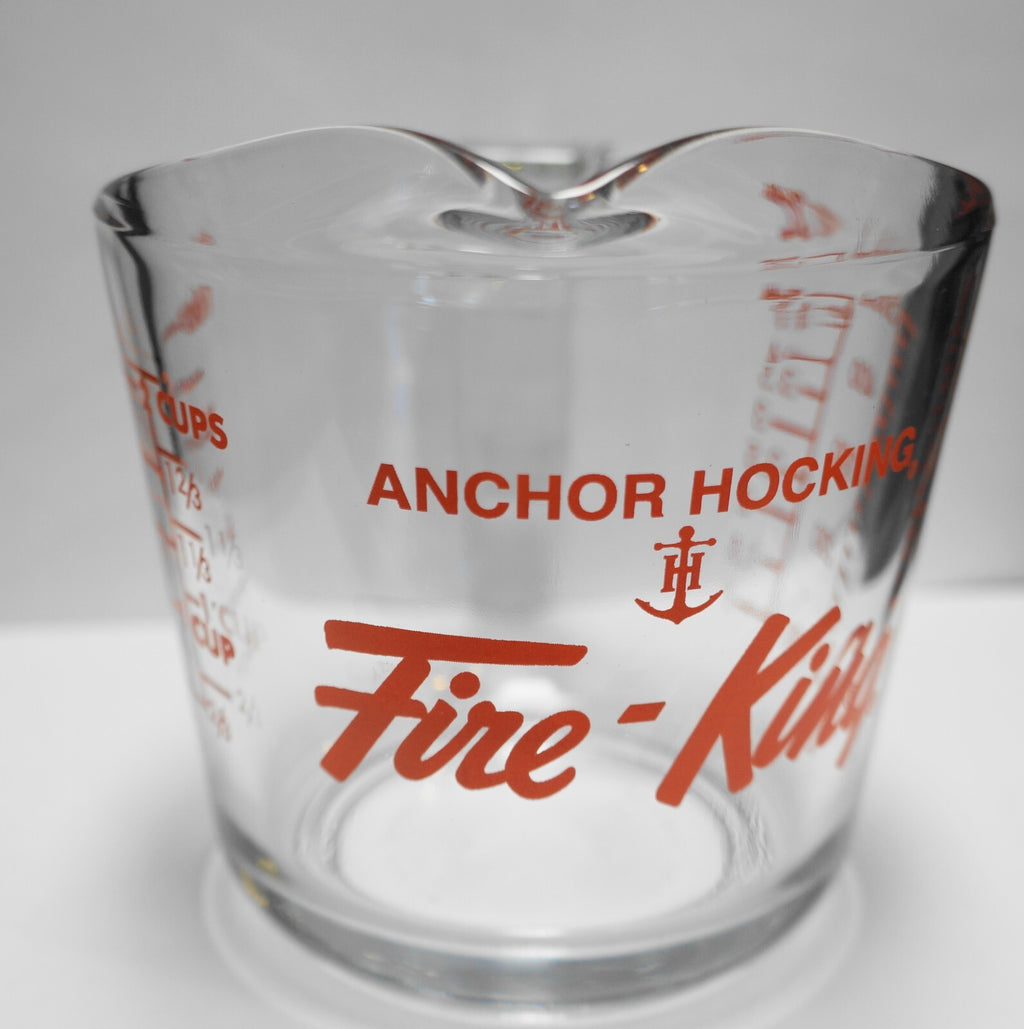Retro Anchor Hocking Fire-King 2 Cup Measuring Cup Red Print