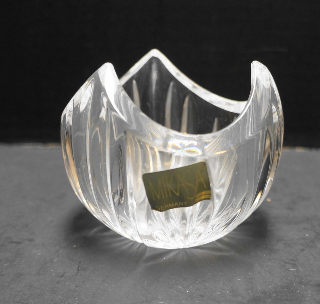 Mikasa Pierpoint Crystal Tea Light Votive Candle Holder Cut Vertical Fan