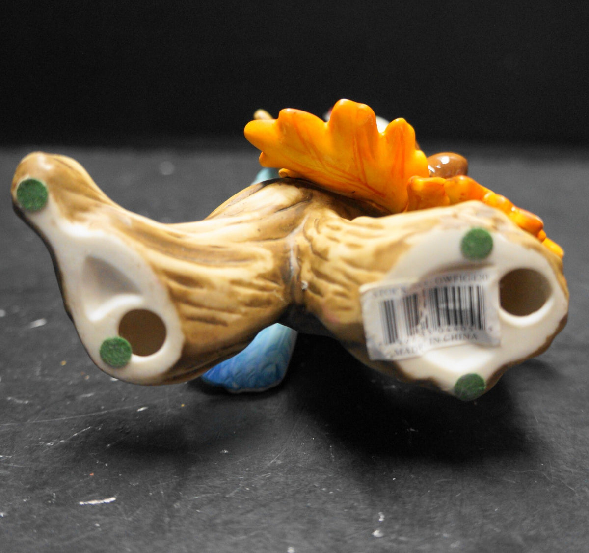 Blue Jay Figurine Hand Painted Autumn Leaves Branch