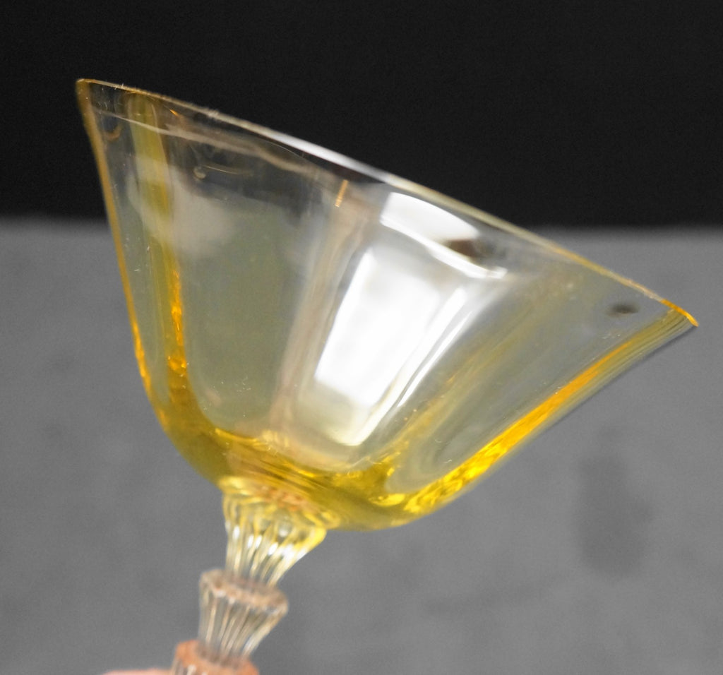 Fostoria Topaz Yellow Optic 5099 5299 Champagne Tall Sherbet