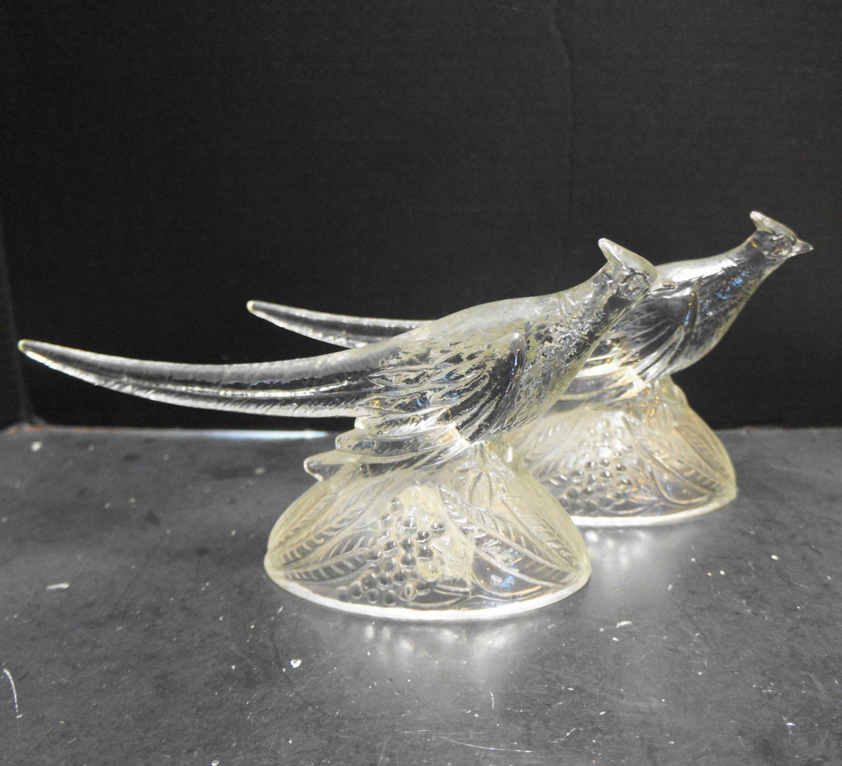 KR Haley American Glass Ring Necked Pheasant Figurines Pair