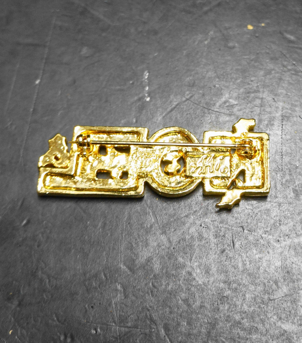 Noel Enamel Red Goldtone Bar Pin Block Letters AAI Signed Christmas