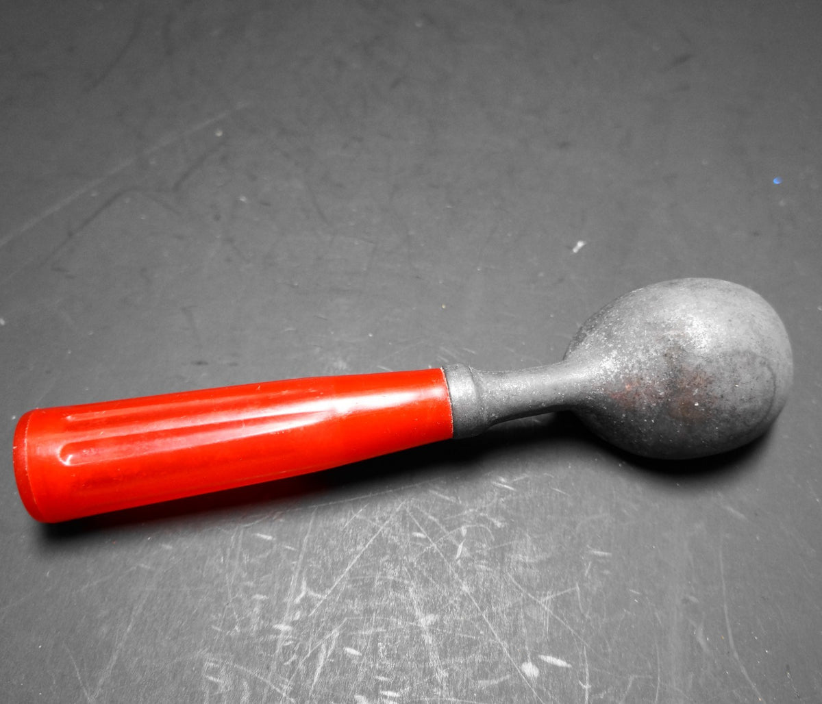 Bright Red Handle Aluminum Ice Cream Scoop Unsigned