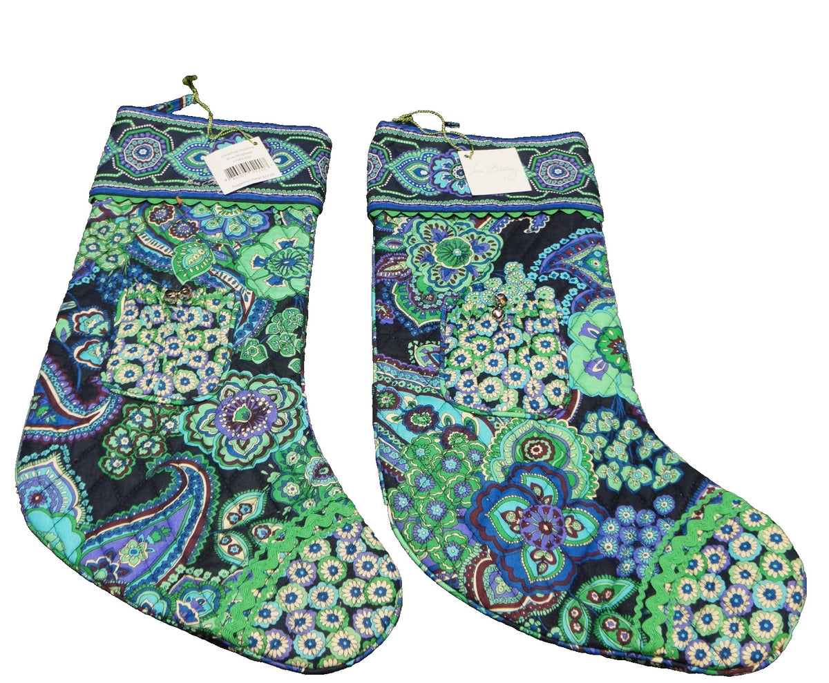 Vera Bradley Blue Rhapsody Christmas Stockings Pair New With Tags Retired