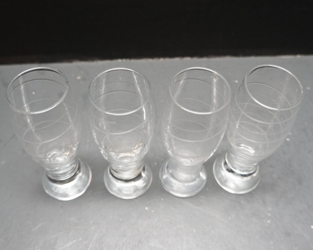 Mikasa Cheers Selections Cut Glass Shot Glasses Set of 4 Cut Spiral Swirls