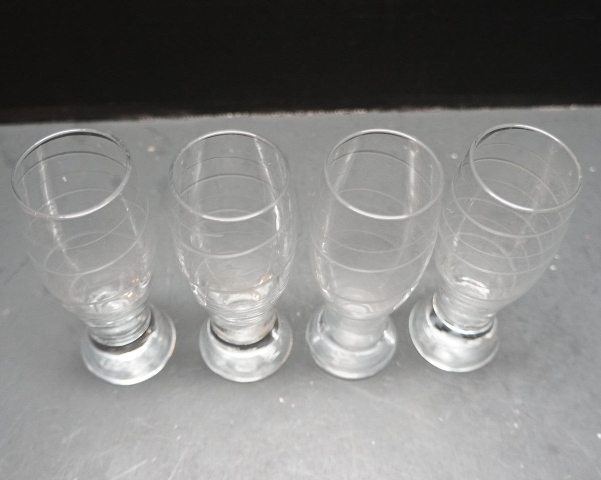 Mikasa Cheers Selections Cut Glass Shot Glasses Set of 4 Cut Spiral Swirls