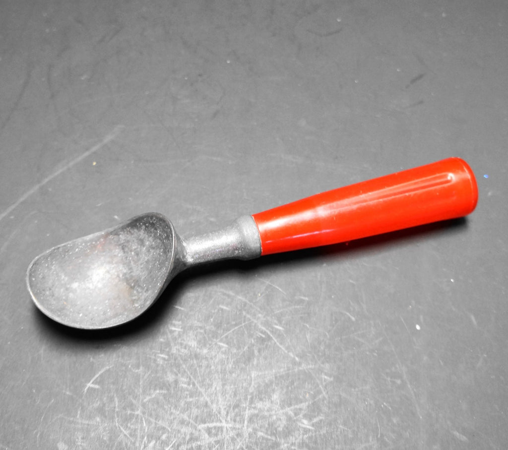 Bright Red Handle Aluminum Ice Cream Scoop Unsigned
