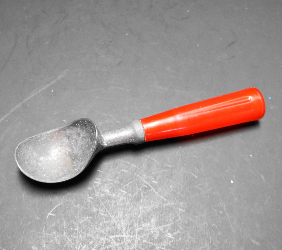 Bright Red Handle Aluminum Ice Cream Scoop Unsigned