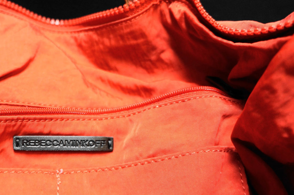 Rebecca Minkoff Red Nylon Tote Bag Zip Top Leather Handles