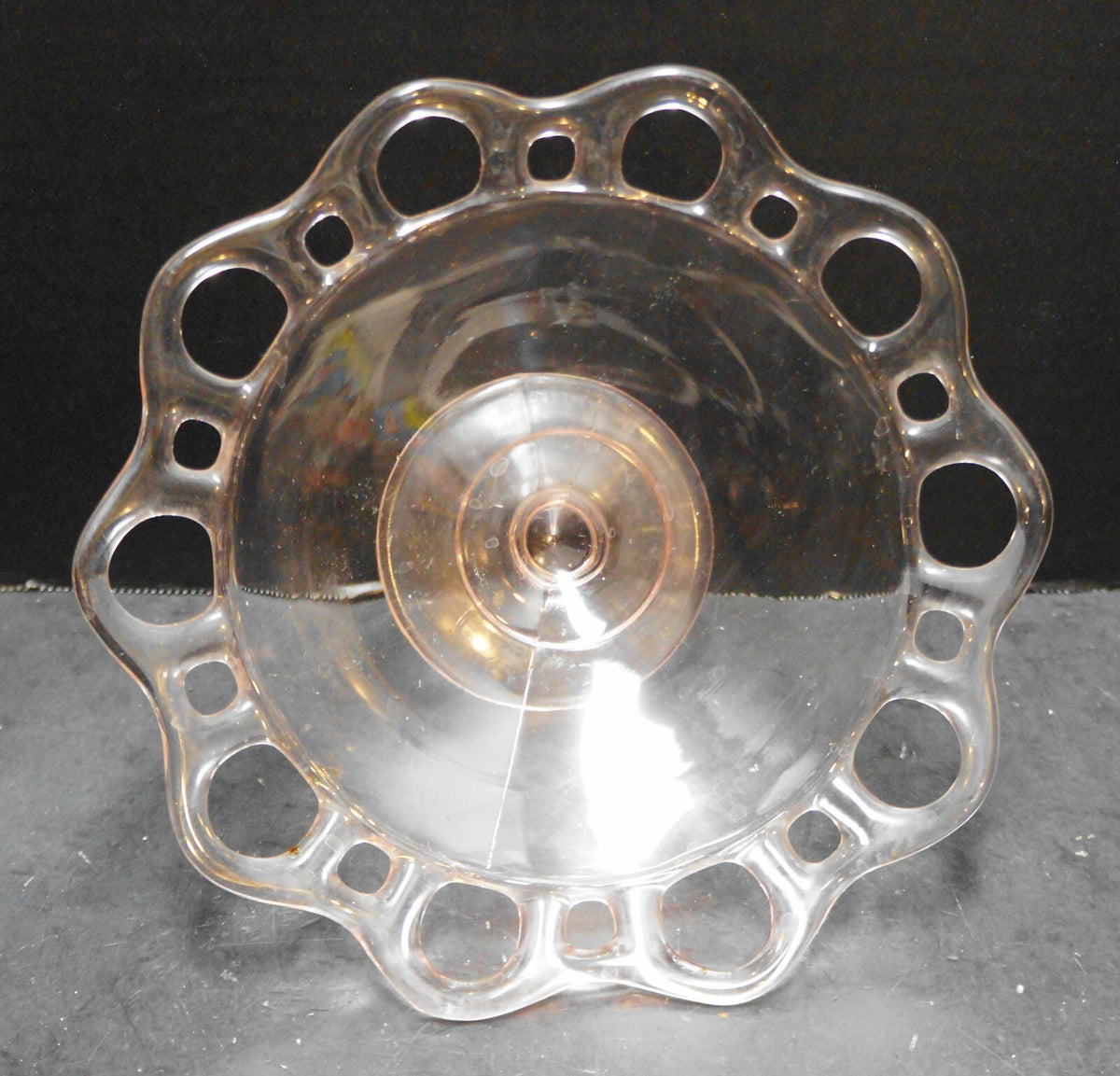 Lancaster Pink Open Work Lace Edge Compote Depression Glass