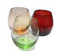Jewel Tone Glass Mini Roly Poly Cordial Cocktail Shot Glasses Set of 3
