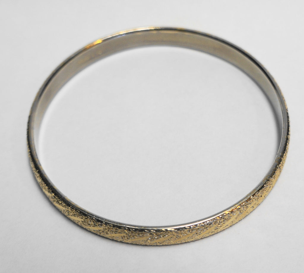 Monet Gold Tone Diamond Cut Textured Bangle Bracelet
