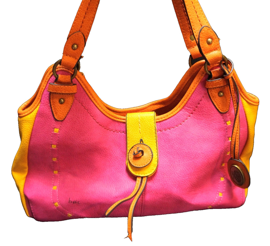 B.O.C. Born Concepts Color Block Fuschia Pink Goldenrod Orange Purse