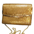 Gold Tone Metal Mesh Vintage Purse Shoulder Bag Clutch